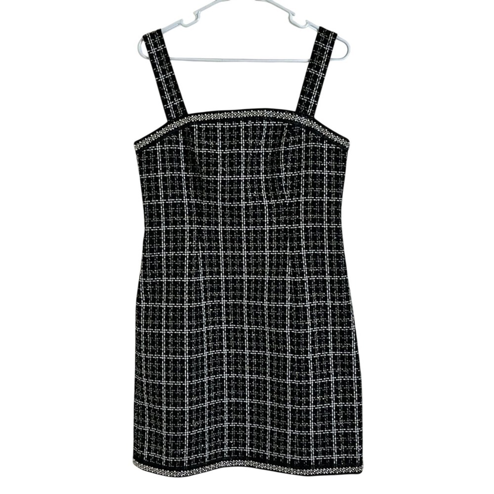 Elie‎ Tahari Tweed Sheath Dress Medium Embellished Sleeveless Old Money NWT